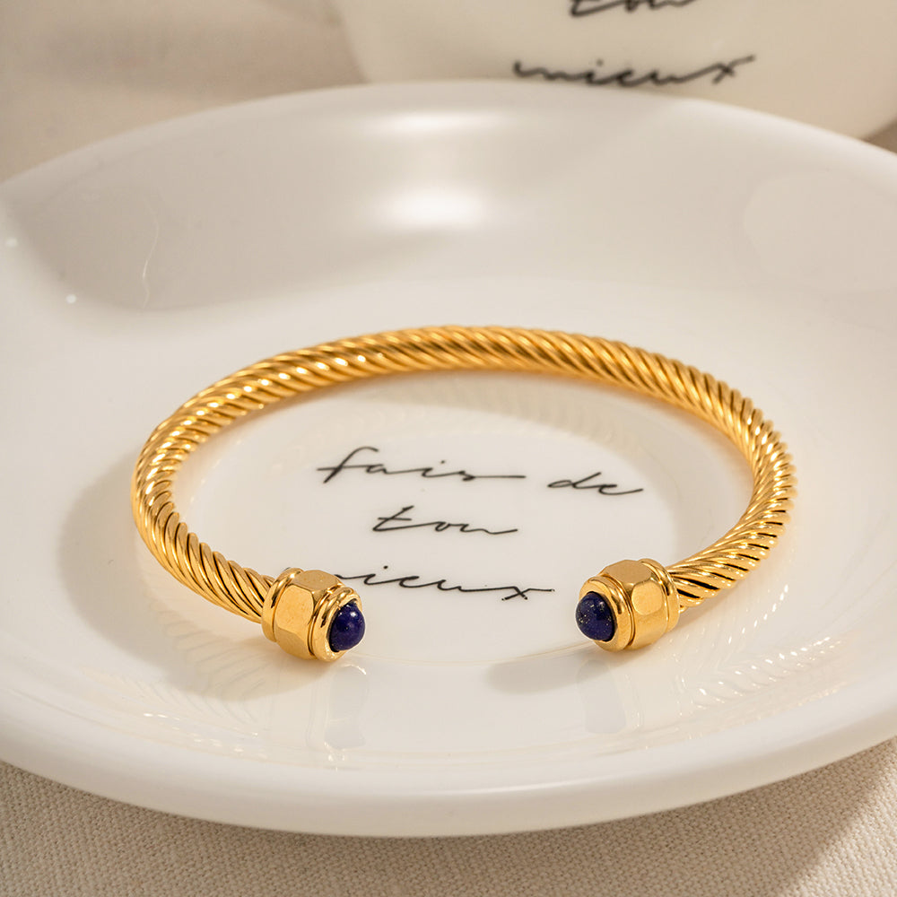 Gilded Enamel Charm - Gold Bangle Bracelet