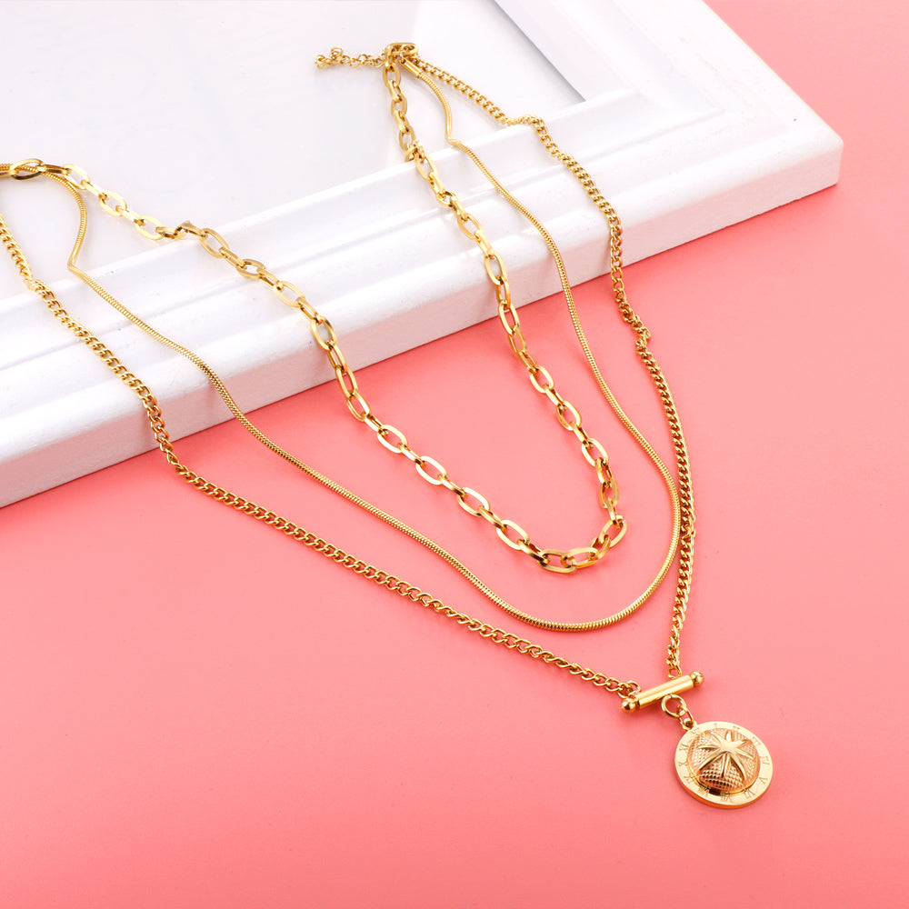 Gleaming Sundial Layered Necklace