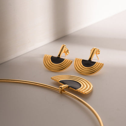 Mystic Black Gold Enamel Earrings