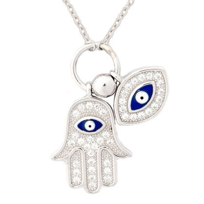 925 Silver Hamsa Evil Eye Necklace